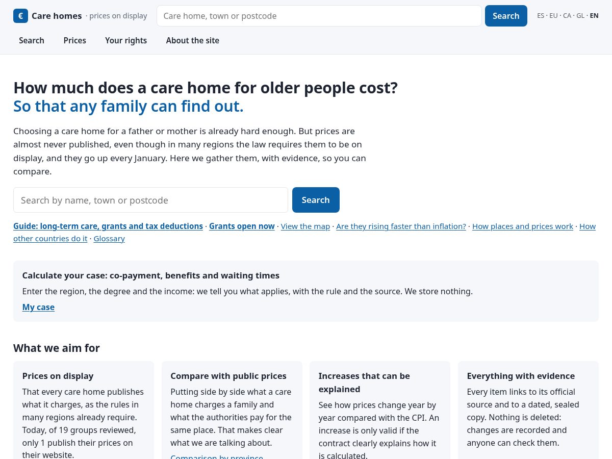Landing-page snapshot of preciosresidencias.com