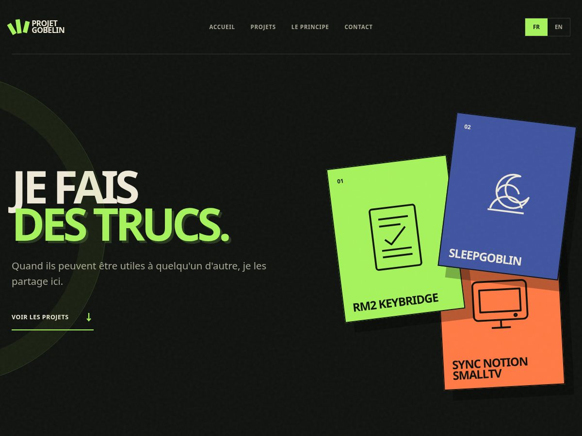 Landing-page snapshot of projet-gobelin.com