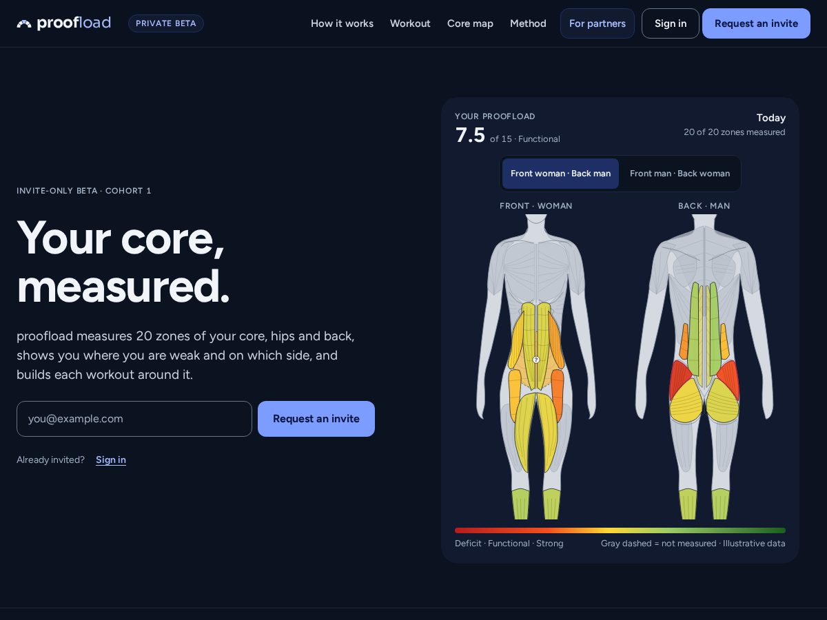 Landing-page snapshot of proofload.app