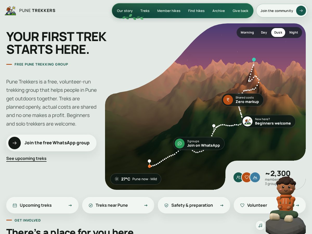 Landing-page snapshot of punetrekkers.org