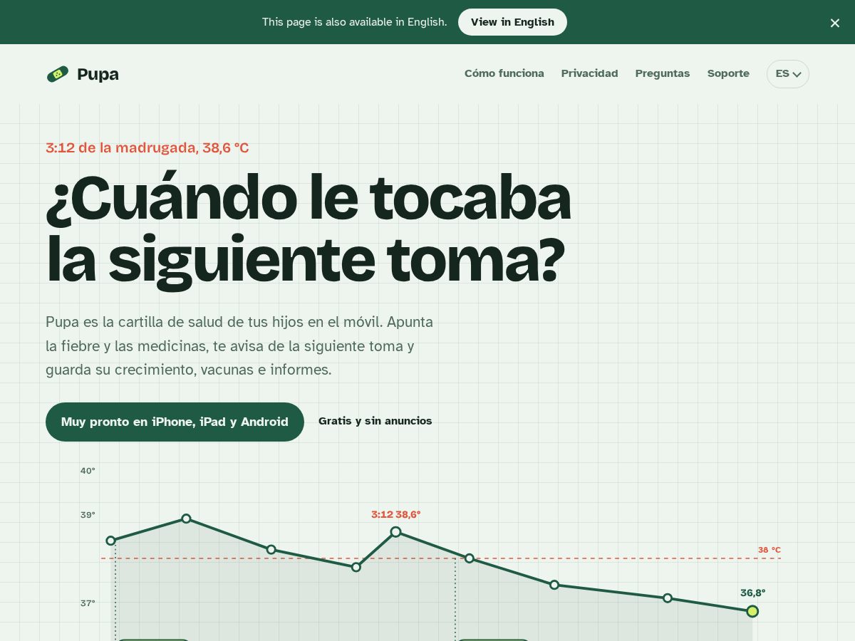 Landing-page snapshot of pupasalud.com