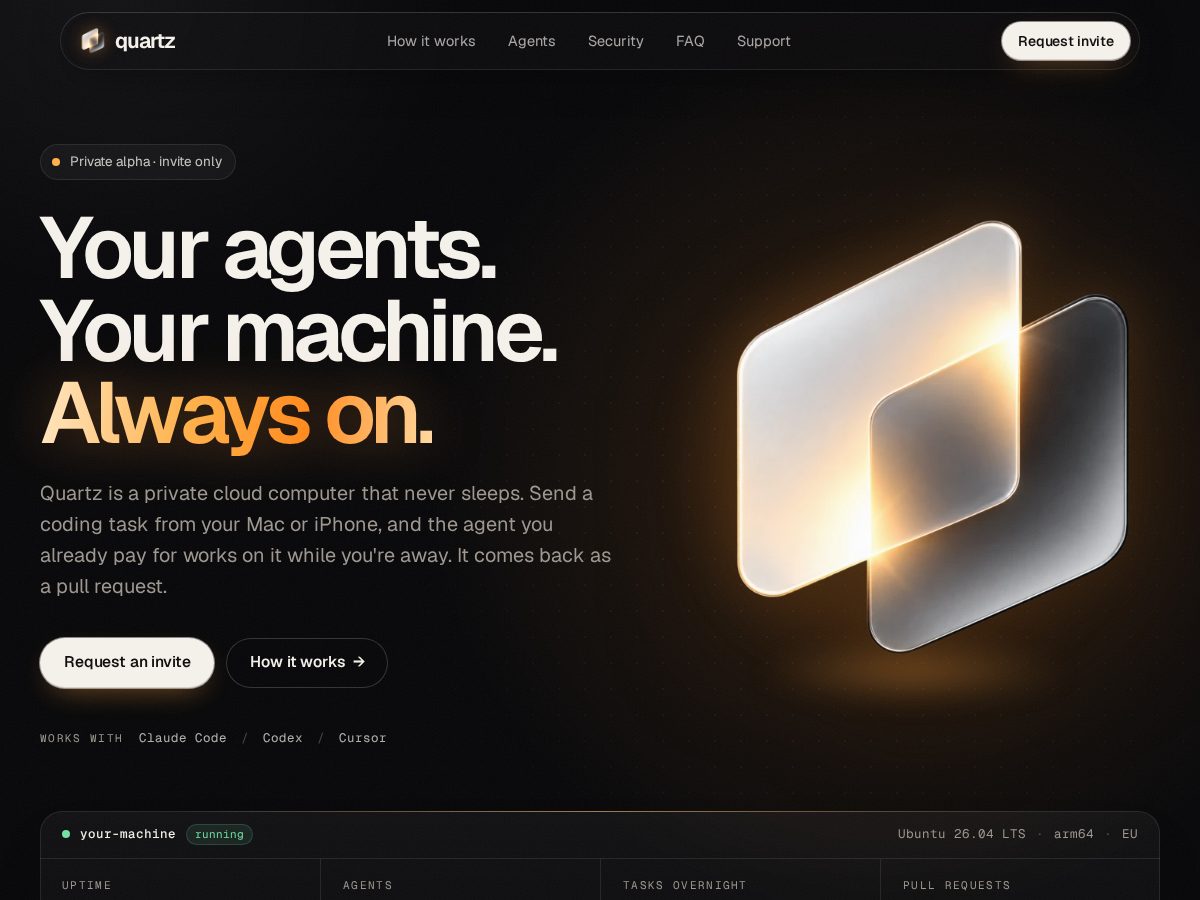 Landing-page snapshot of quartz.computer