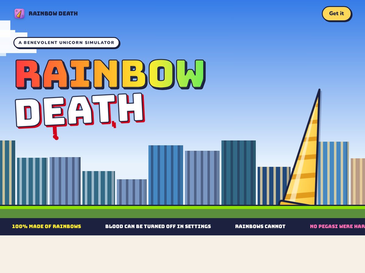 Landing-page snapshot of rainbowdeath.app
