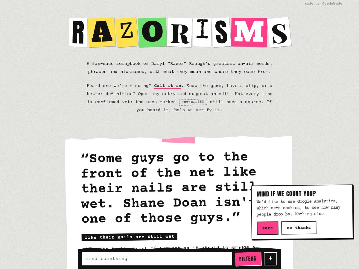 Landing-page snapshot of razorisms.com