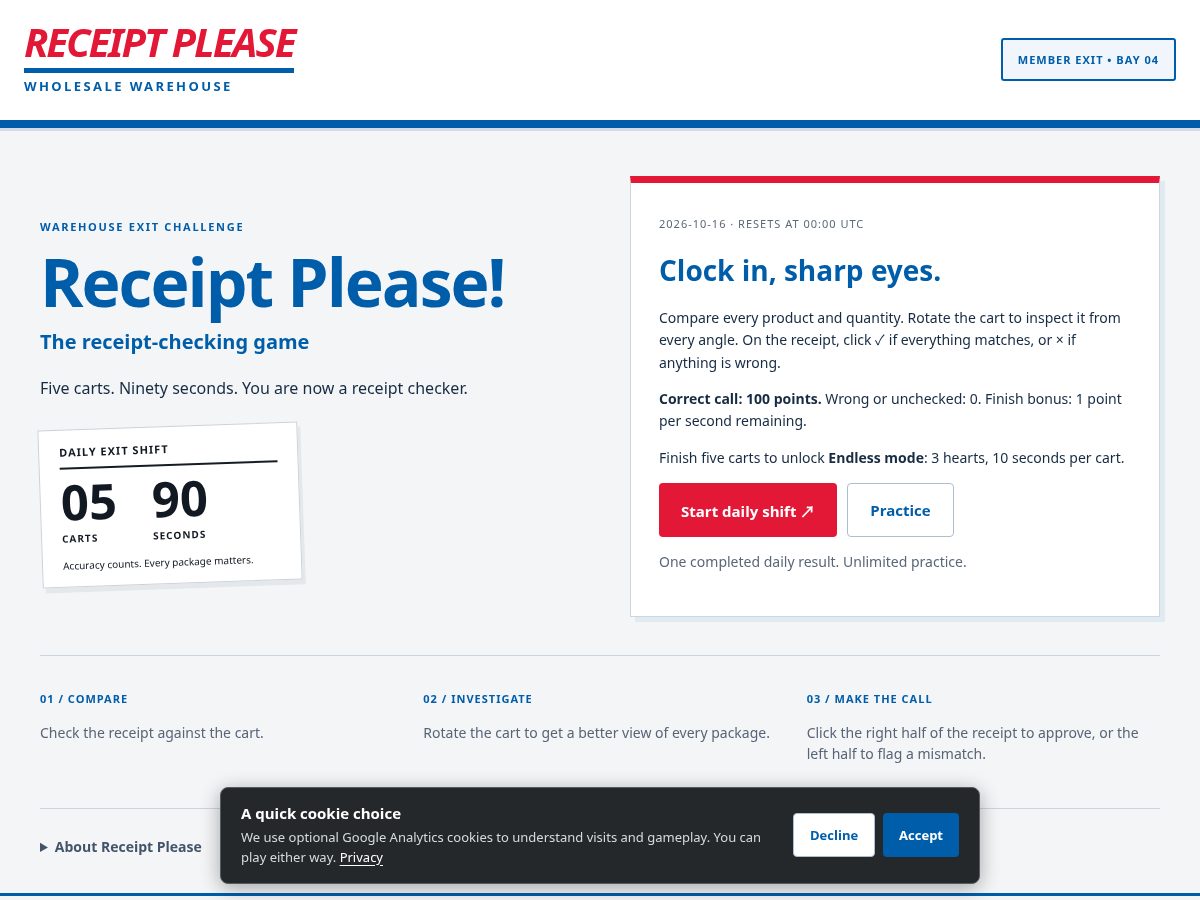 Landing-page snapshot of receipt-please.com