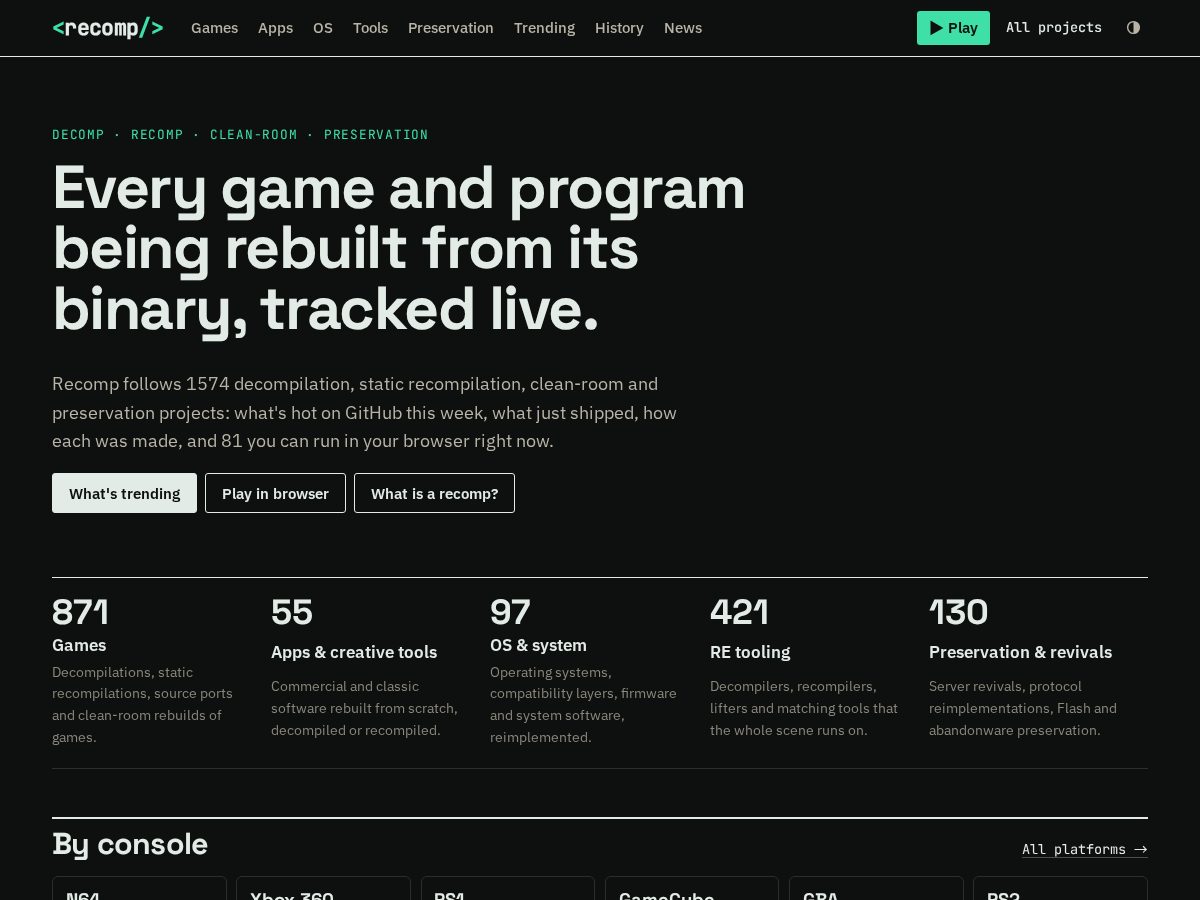 Landing-page snapshot of recompsoftware.com