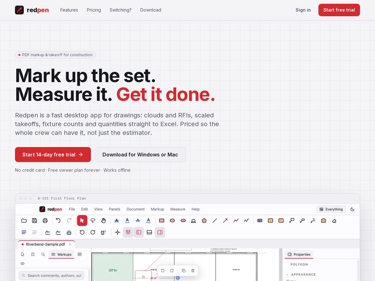 Landing-page snapshot of redpenpdf.com