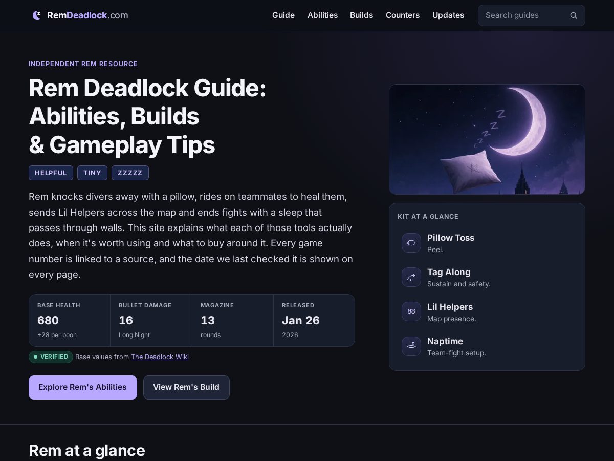 Landing-page snapshot of remdeadlock.com