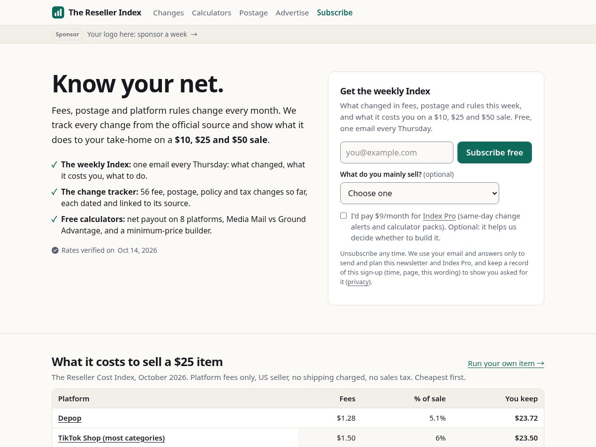 Landing-page snapshot of resellerindex.com