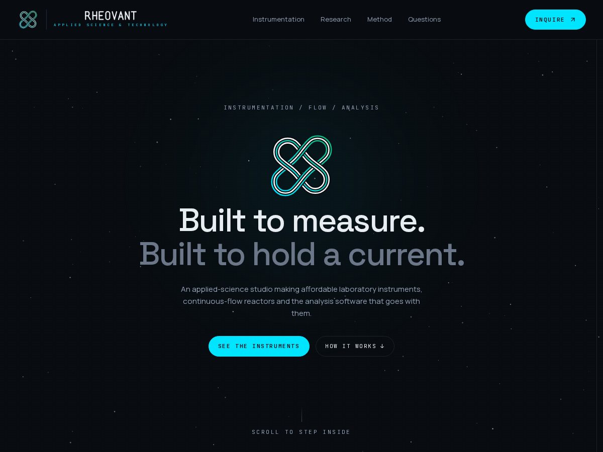 Landing-page snapshot of rheovant.tech