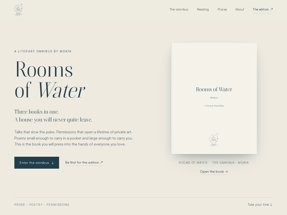 Landing-page snapshot of roomsofwater.com