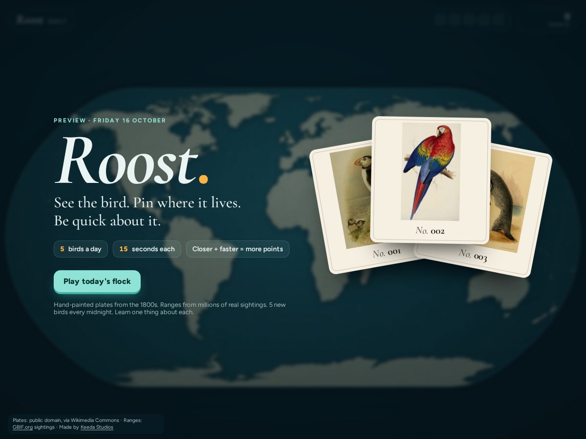 Landing-page snapshot of roostbirds.com