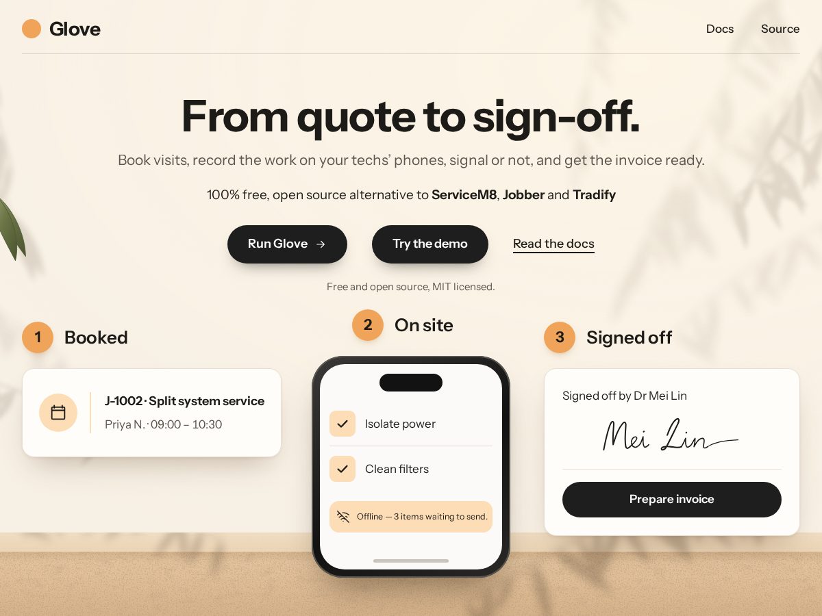 Landing-page snapshot of run-glove.com
