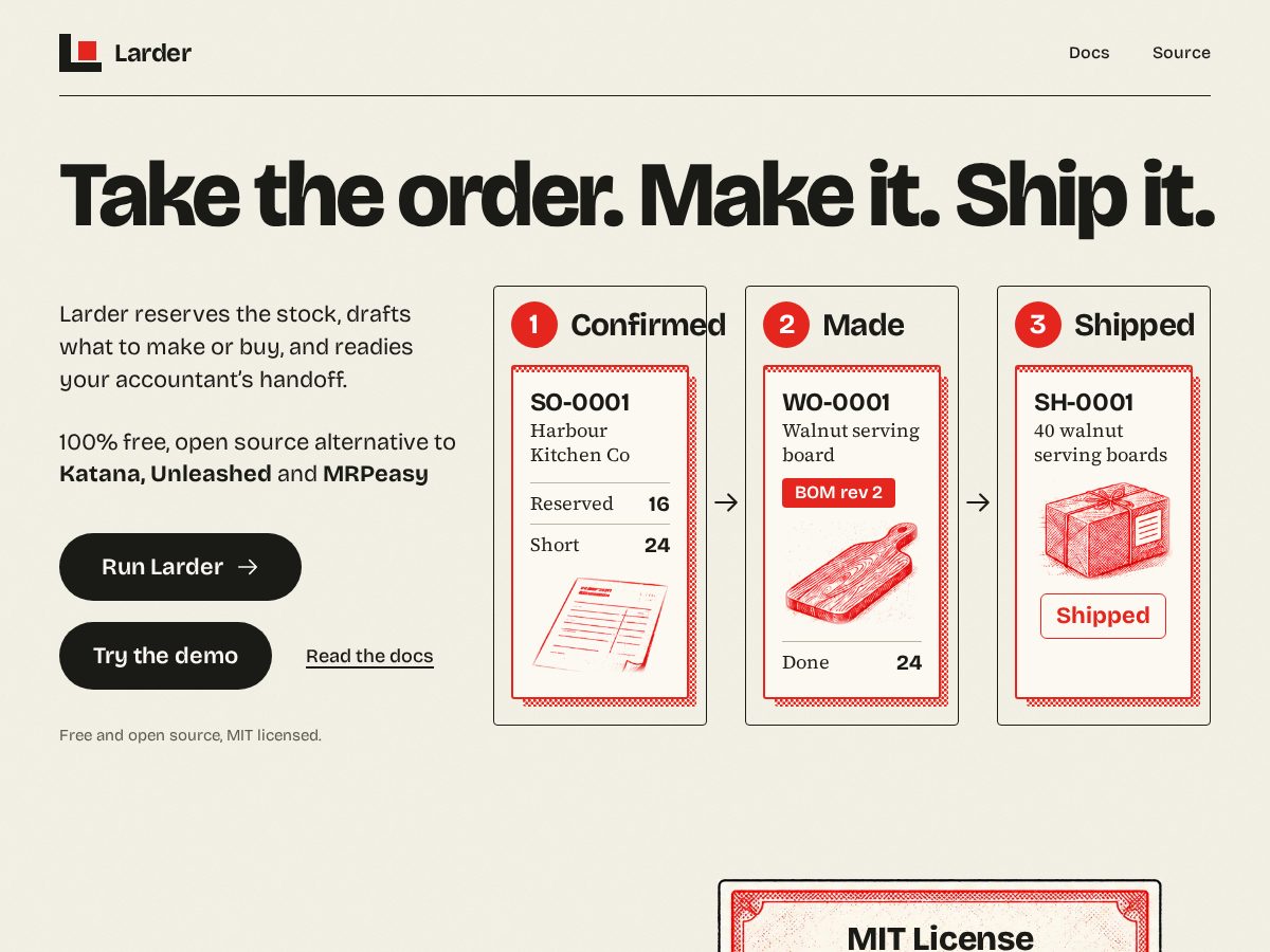 Landing-page snapshot of run-larder.com