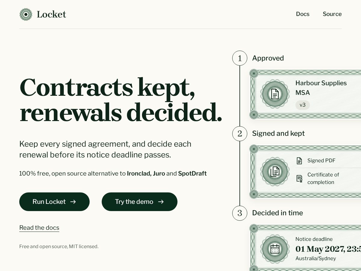 Landing-page snapshot of run-locket.com