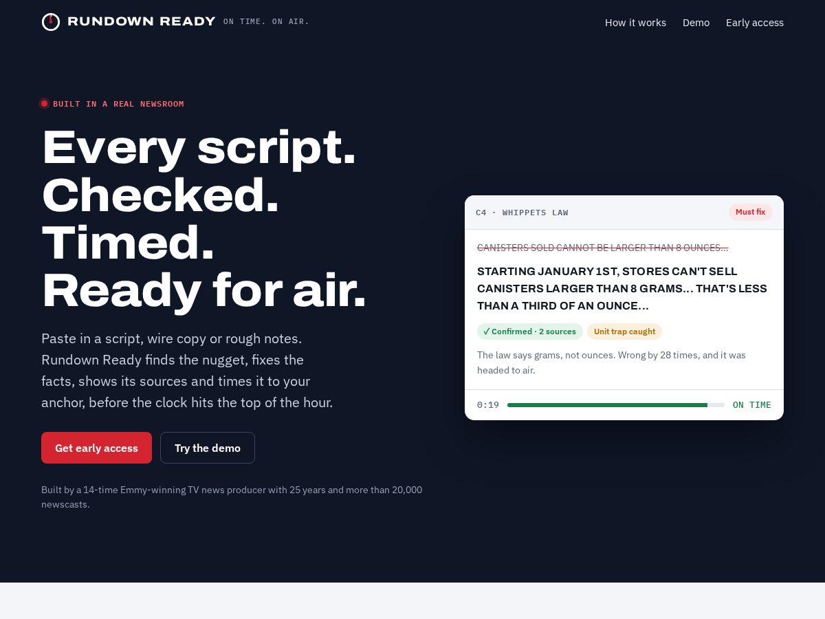 Landing-page snapshot of rundownready.com
