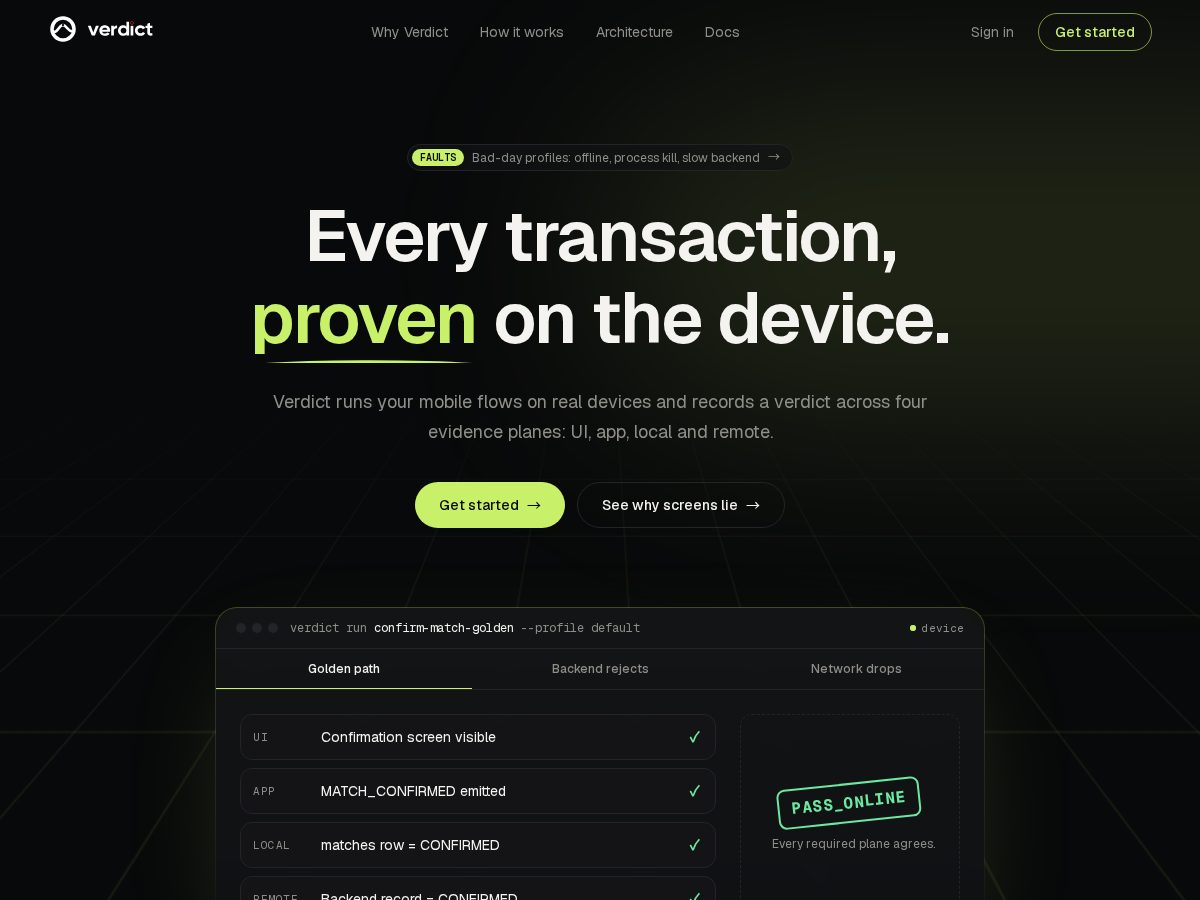 Landing-page snapshot of runverdictqa.com