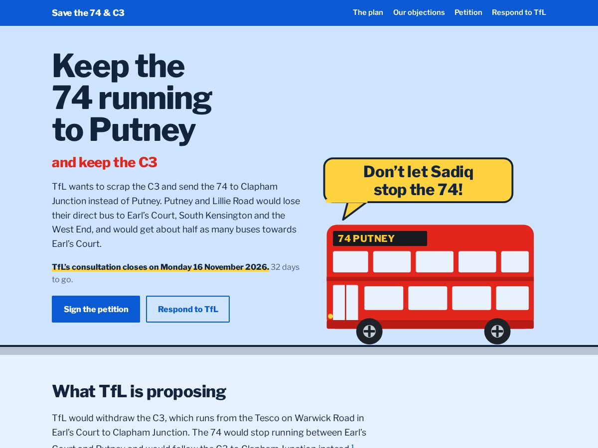 Landing-page snapshot of save74bus.com