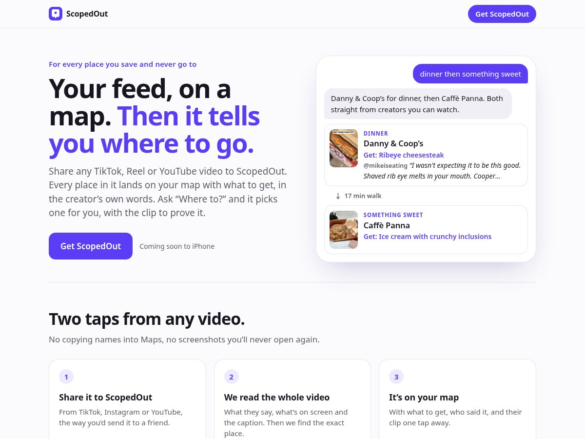 Landing-page snapshot of scopedout.app