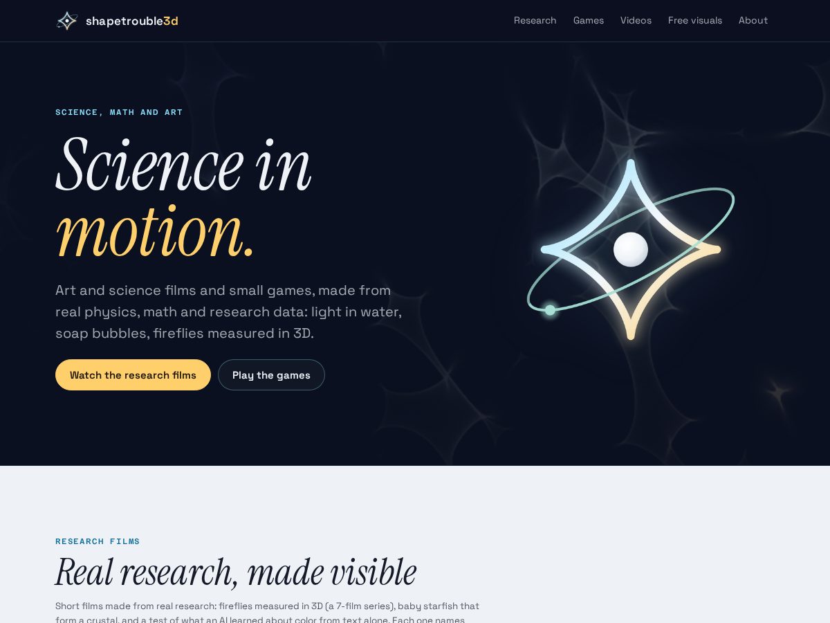 Landing-page snapshot of shapetrouble3d.com
