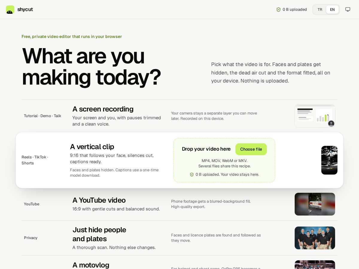 Landing-page snapshot of shycut.com