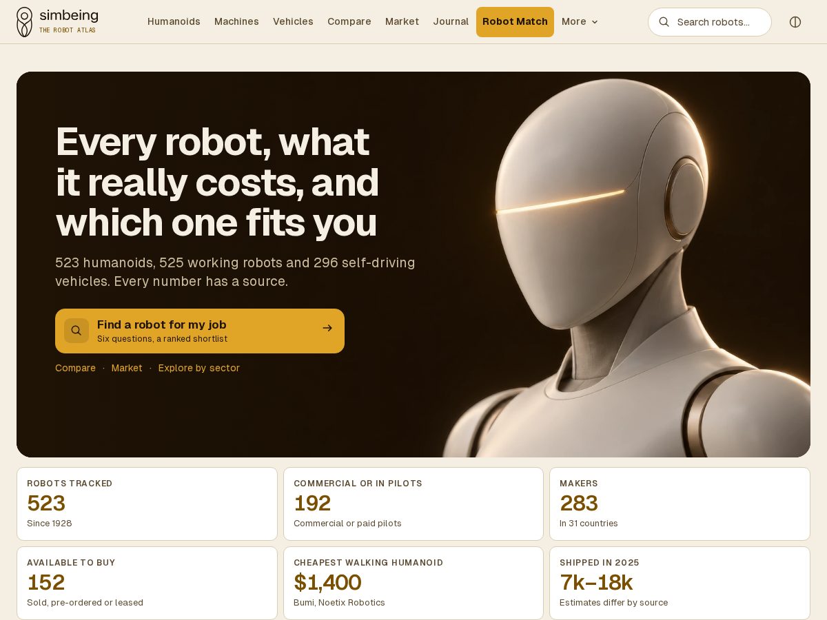 Landing-page snapshot of simbeing.com