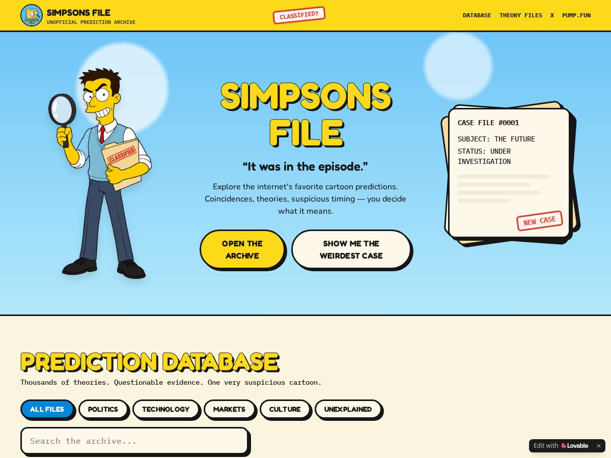 Landing-page snapshot of simpsonsfile.space