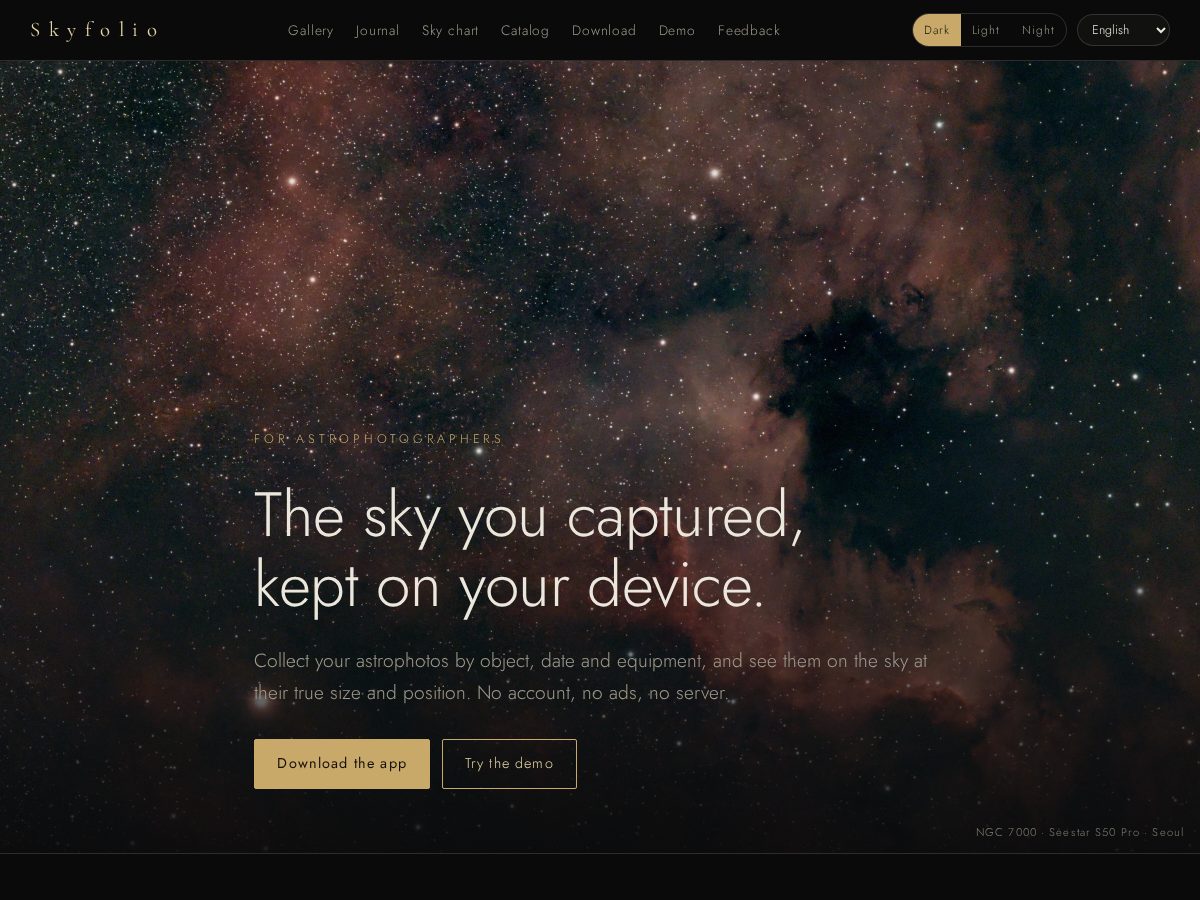 Landing-page snapshot of skyfolio.space
