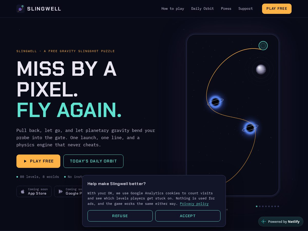 Landing-page snapshot of slingwell.space