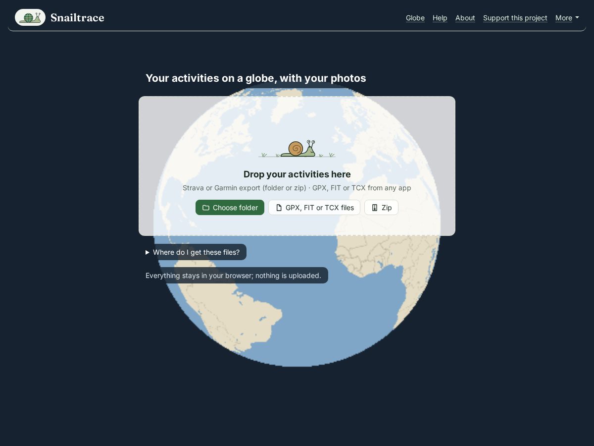 Landing-page snapshot of snailtrace.com