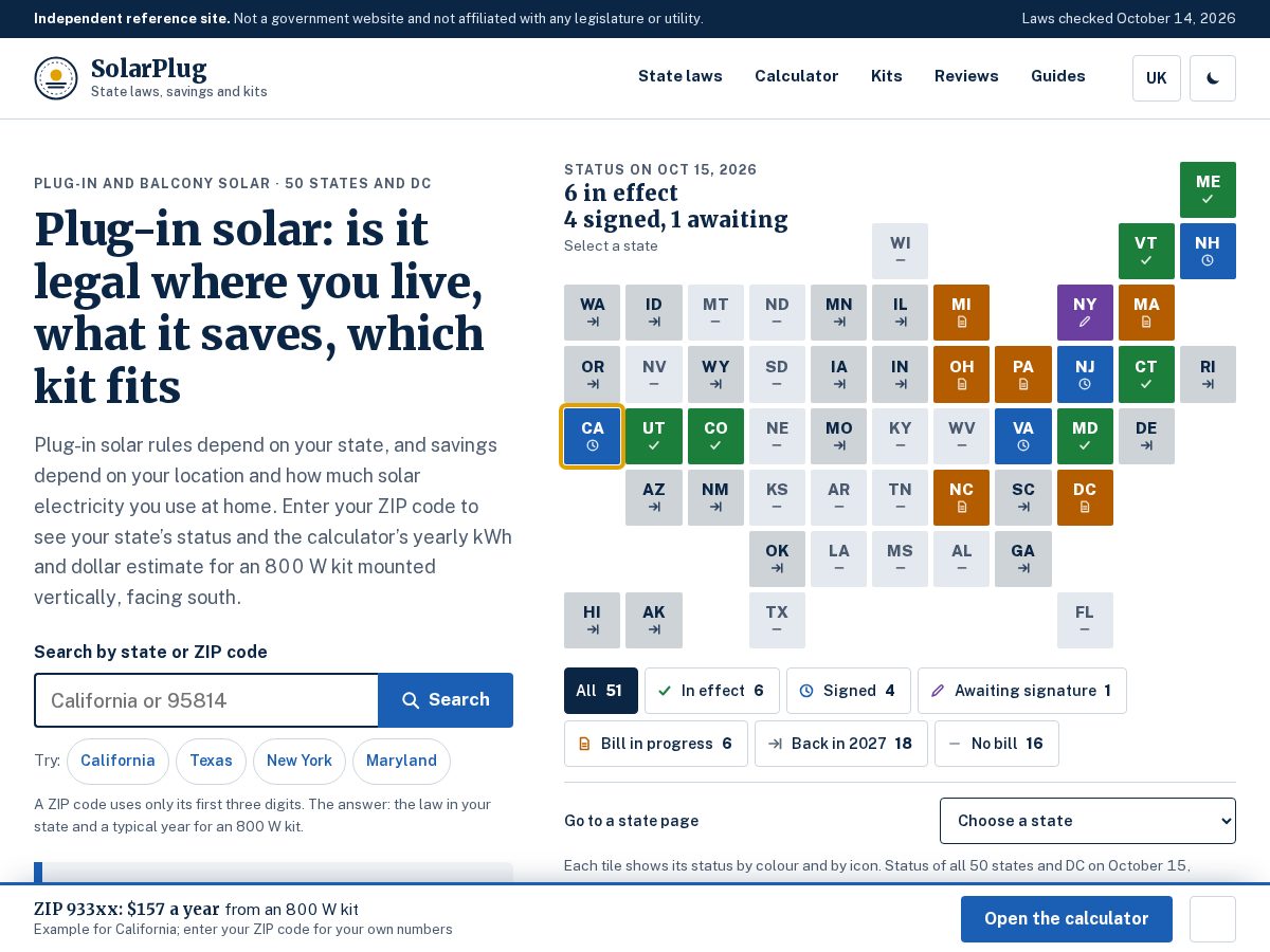 Landing-page snapshot of solarplug.homes