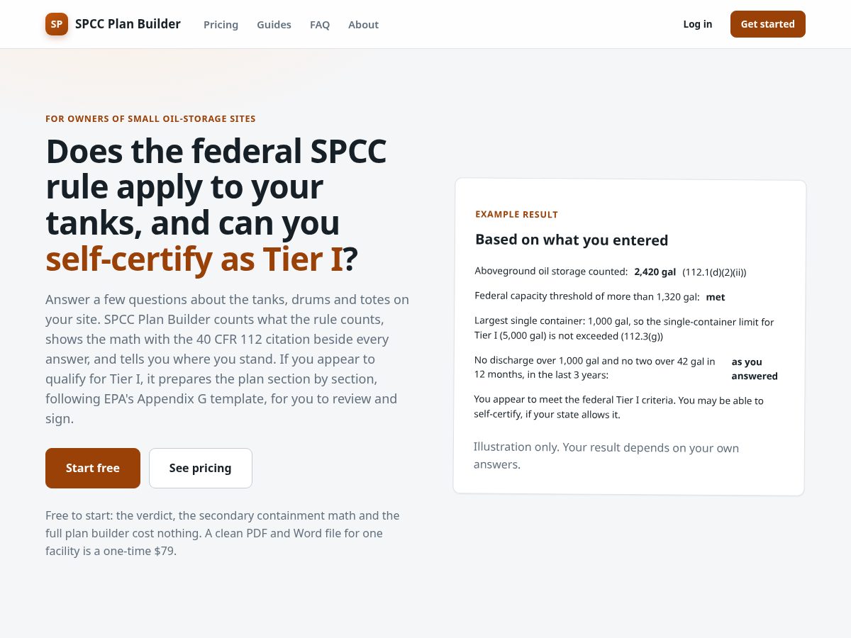 Landing-page snapshot of spccbuilder.com