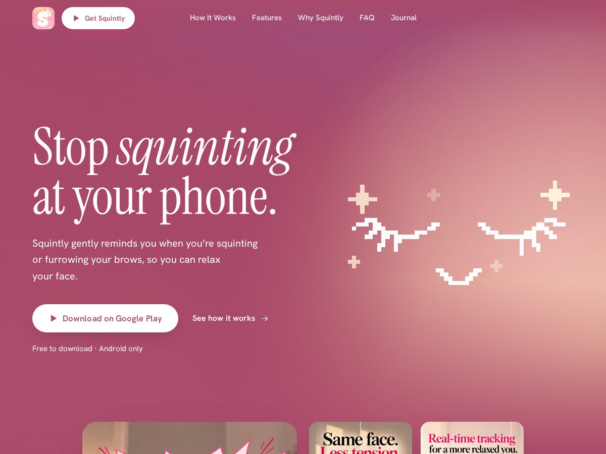 Landing-page snapshot of squintly.app