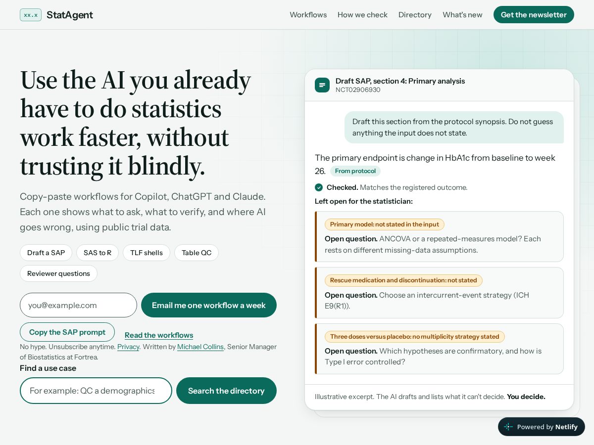 Landing-page snapshot of statagent.org