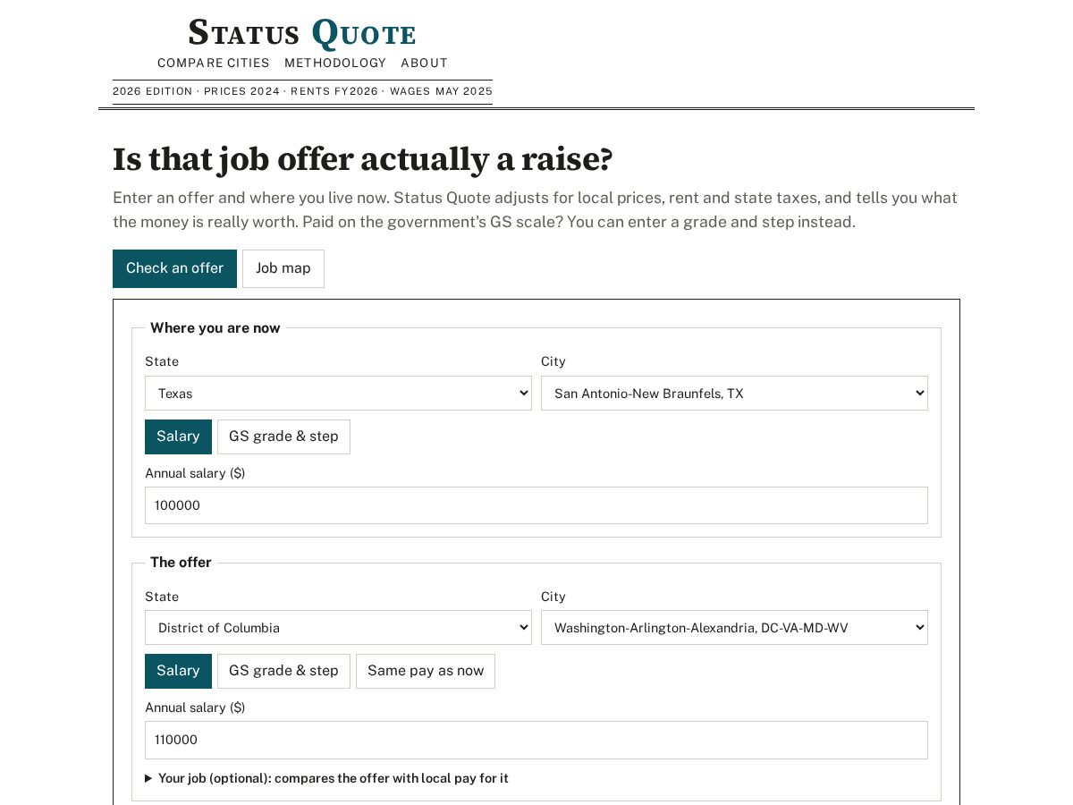 Landing-page snapshot of statusquote.app