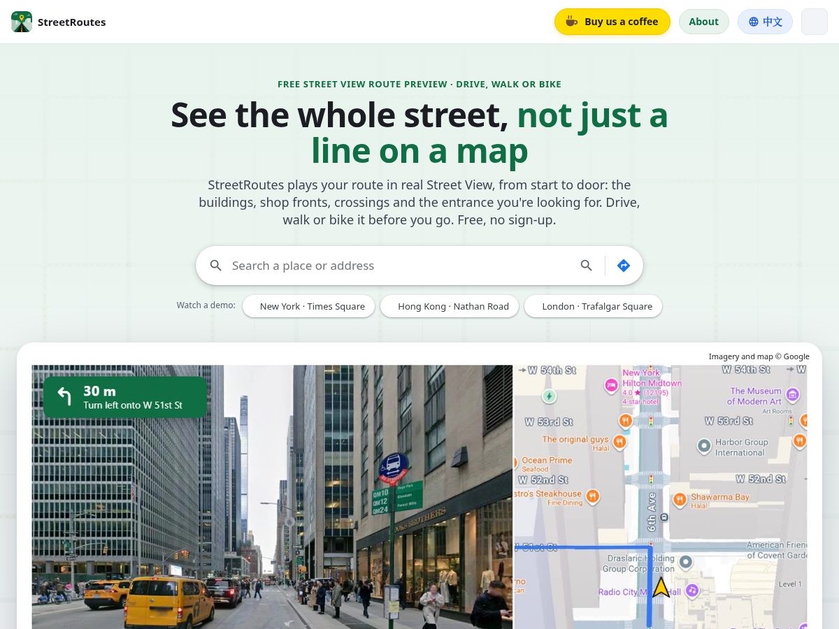 Landing-page snapshot of streetroutes.com