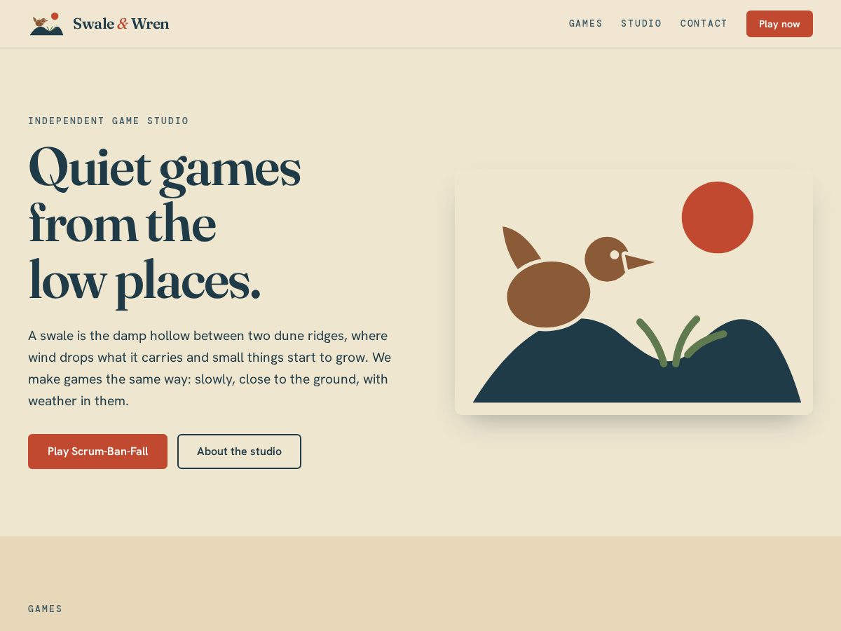 Landing-page snapshot of swaleandwren.com