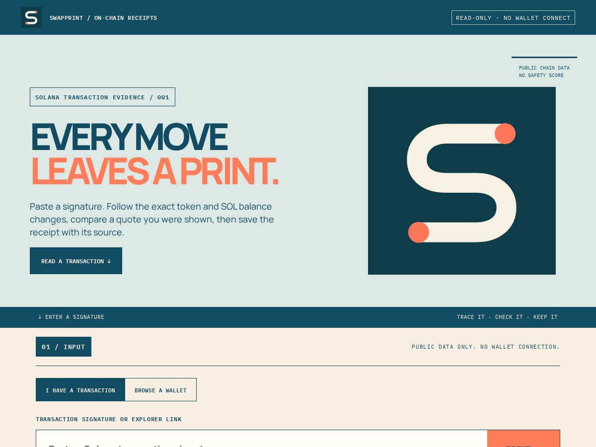 Landing-page snapshot of swapprint.work