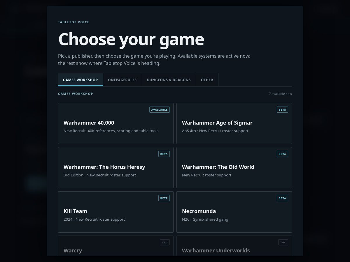 Landing-page snapshot of tabletopvoice.app
