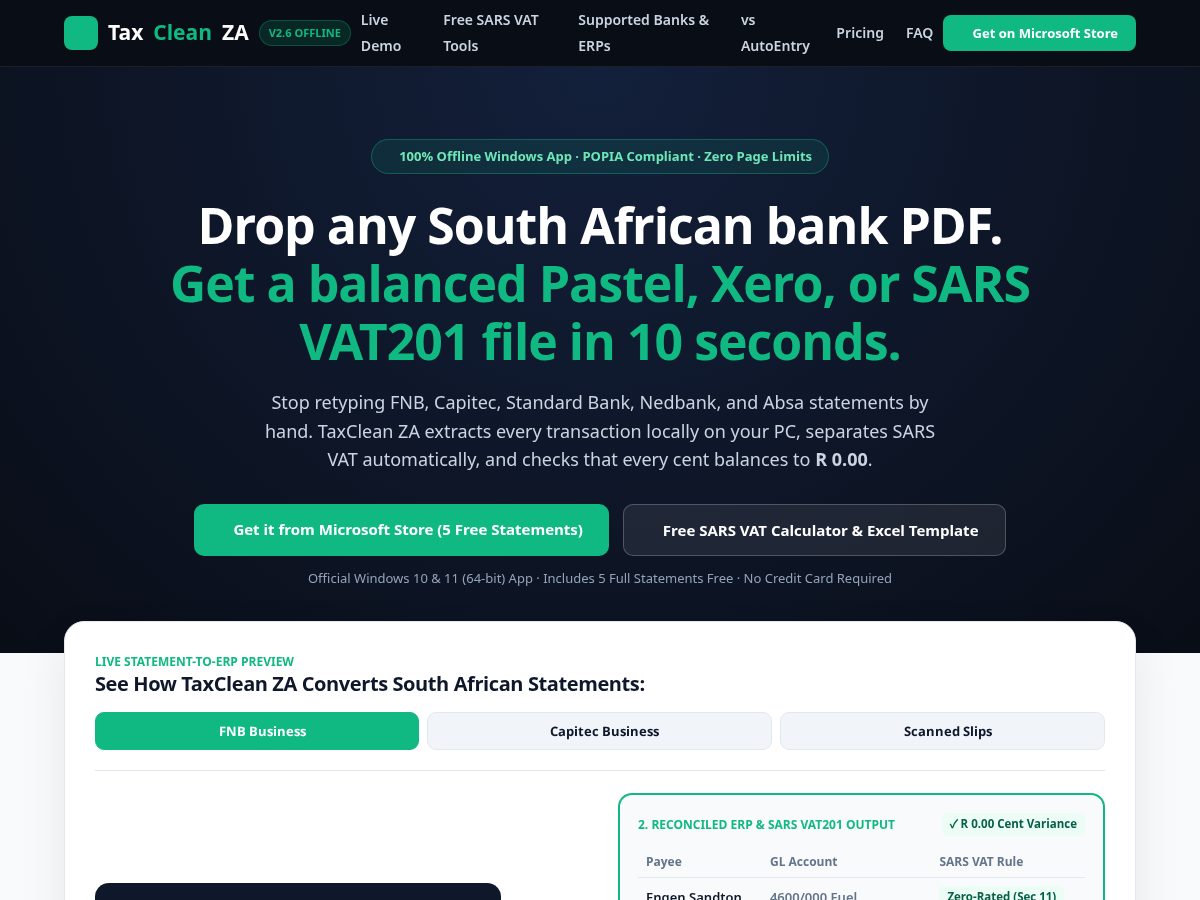 Landing-page snapshot of taxcleanza.com
