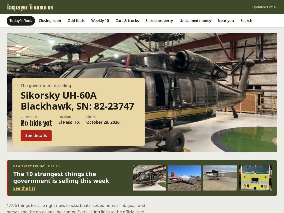Landing-page snapshot of taxpayertreasures.com