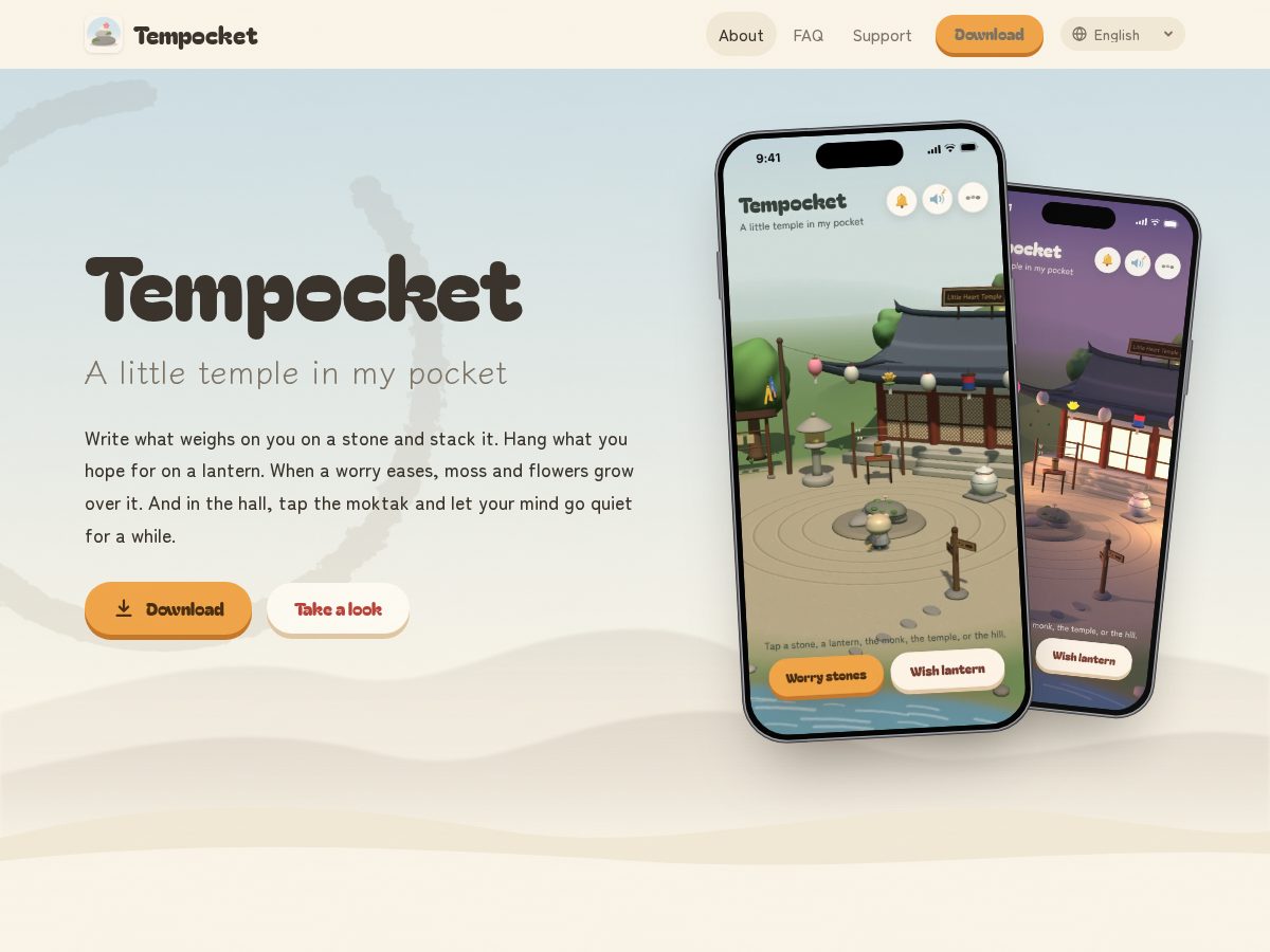 Landing-page snapshot of tempocket.com
