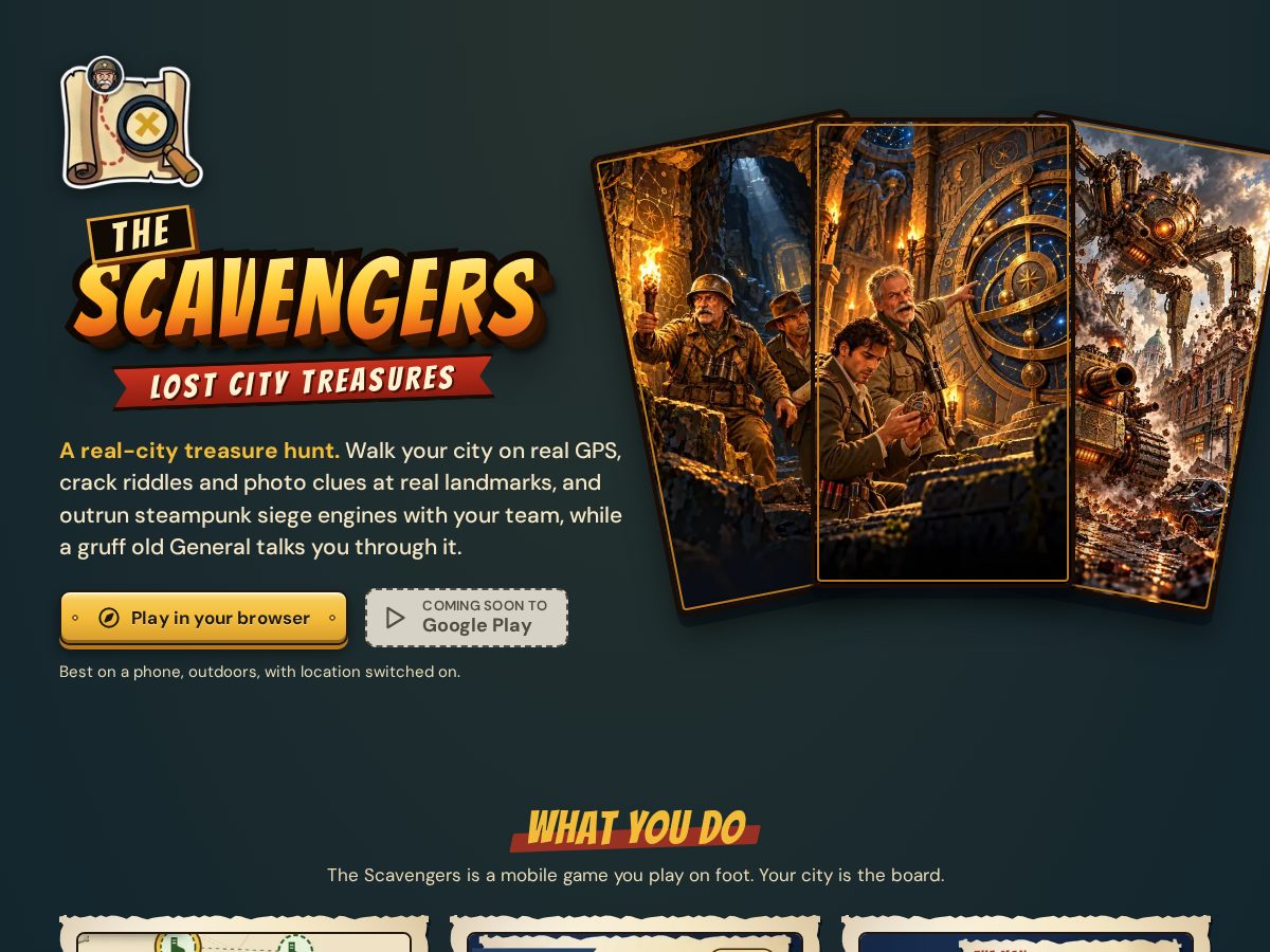 Landing-page snapshot of the-scavengers.com