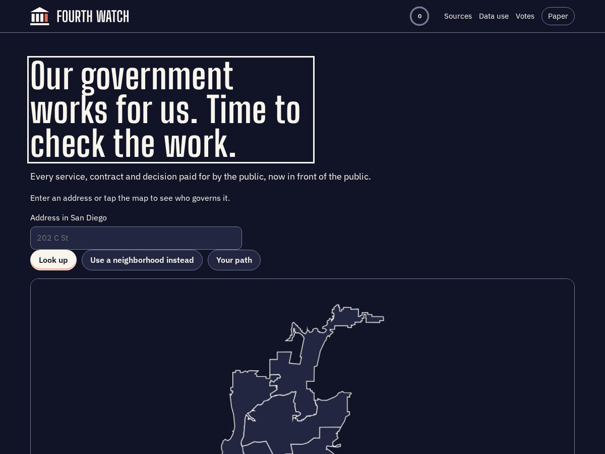 Landing-page snapshot of thefourthwatch.app