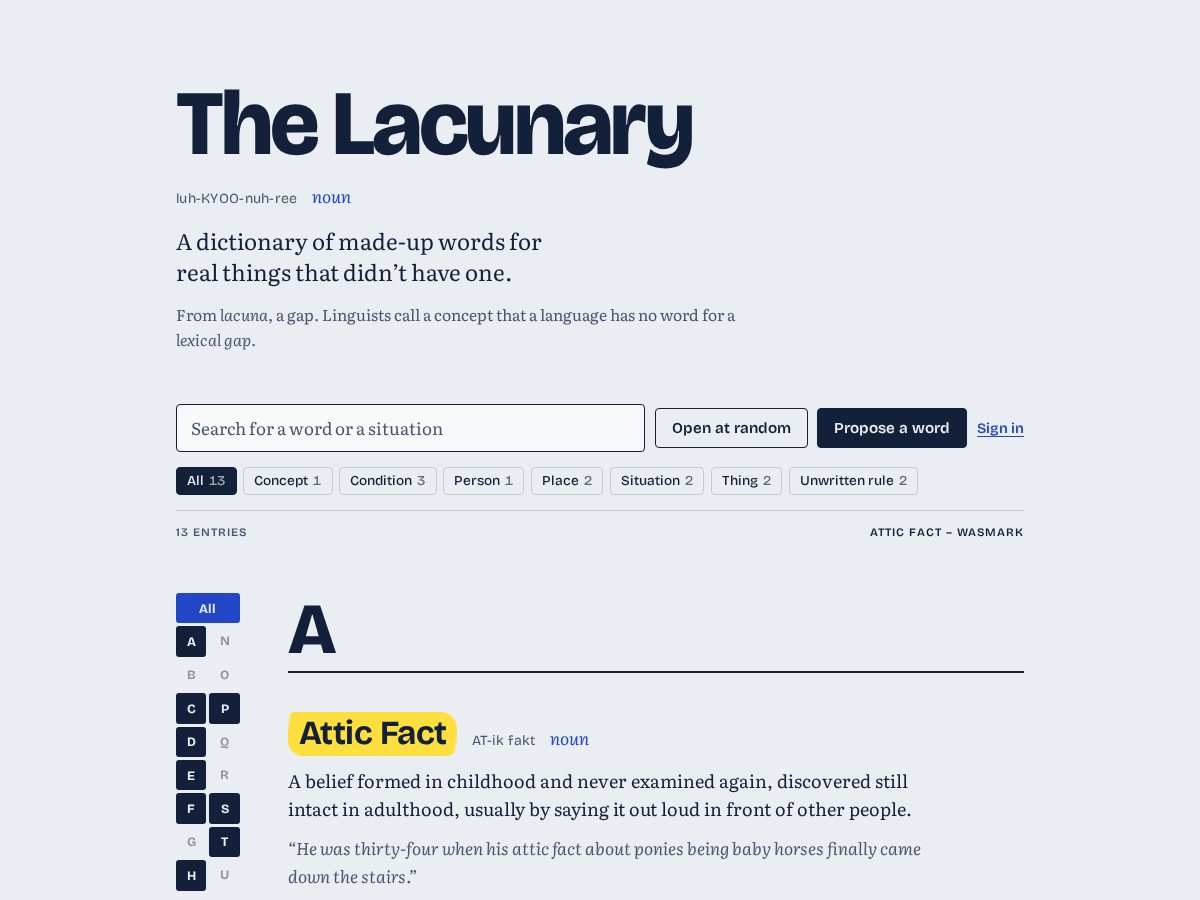 Landing-page snapshot of thelacunary.com