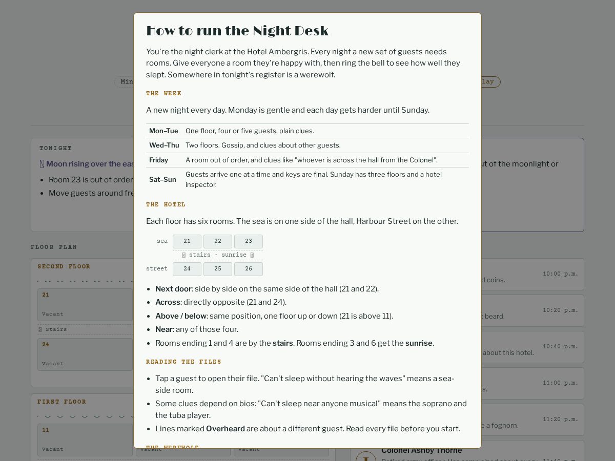 Landing-page snapshot of thenightdesk.app