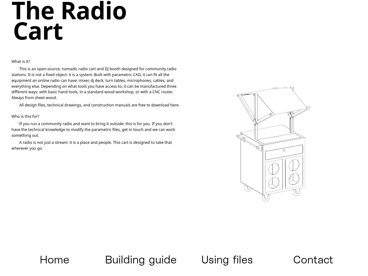 Landing-page snapshot of theradiocart.com