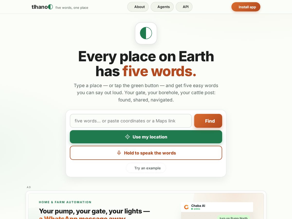 Landing-page snapshot of tlhano.com