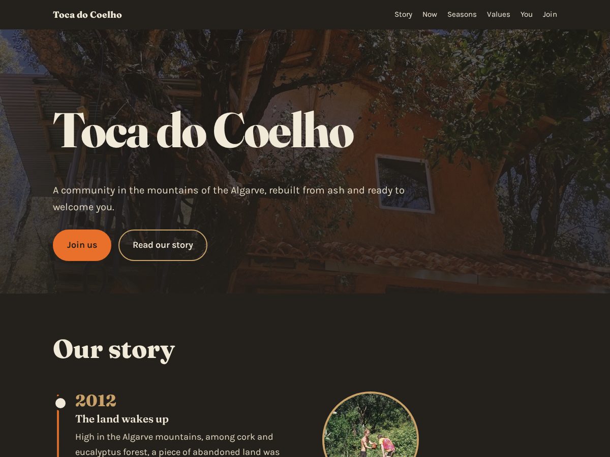 Landing-page snapshot of toca-do-coelho-community.com