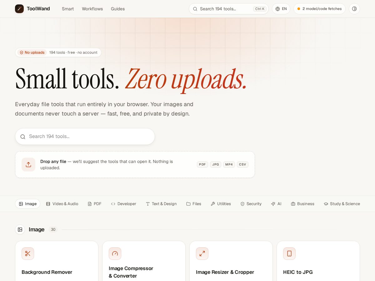 Landing-page snapshot of toolwand.app